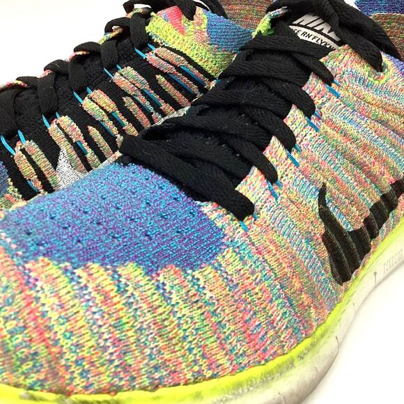 Nike Free RN Flyknit-Women's 8/Men's 6.5 -Rainbow Knit Running Shoes- 831070-102 - Picture 5 of 10
